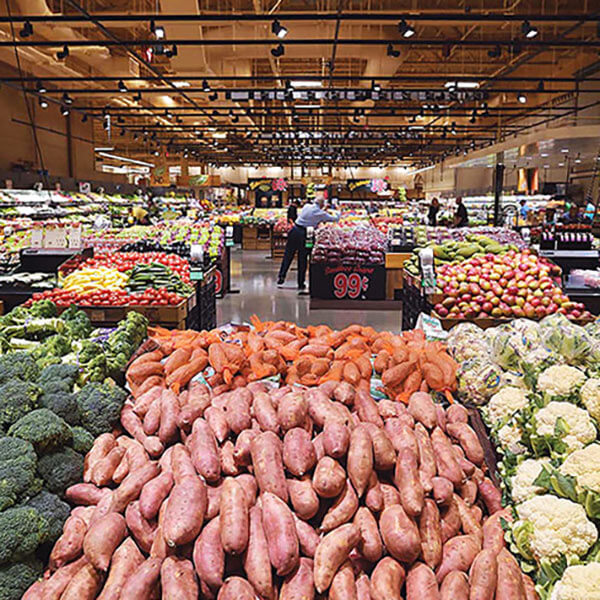 Interior view of Wegmans showing the produce stands