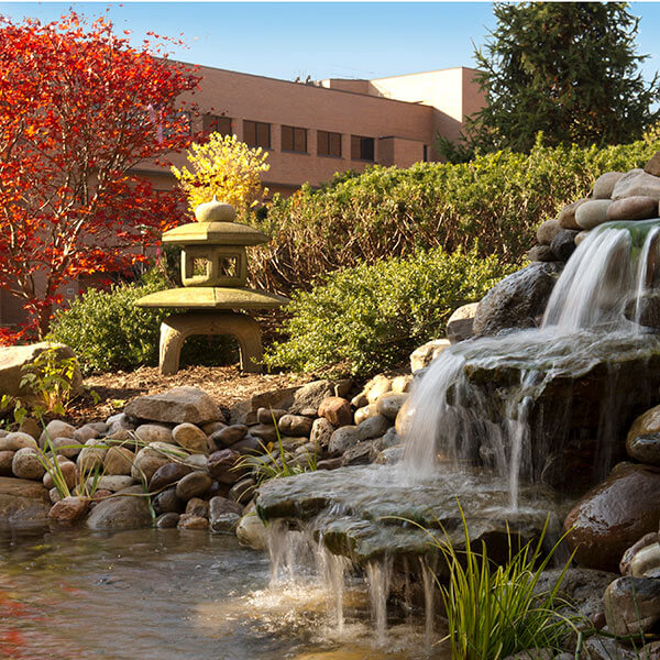 The Coy Pond in Kodak Quad, outside of Booth Hall at RIT