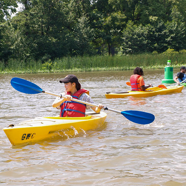 RIT students kayaking