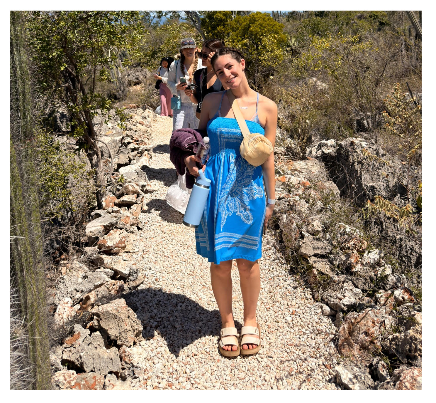 Antonella Lombardo hiking on a trail in the Dominican Republic