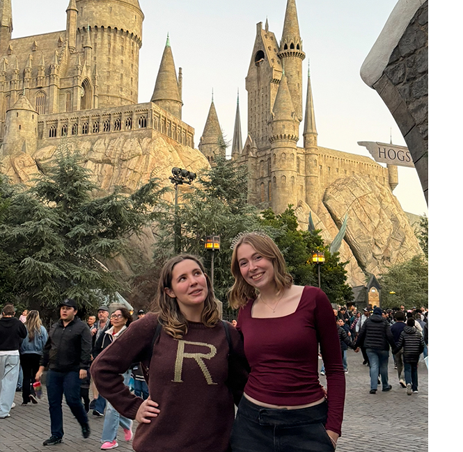 Two students at Harry Potter world at Universal Studios