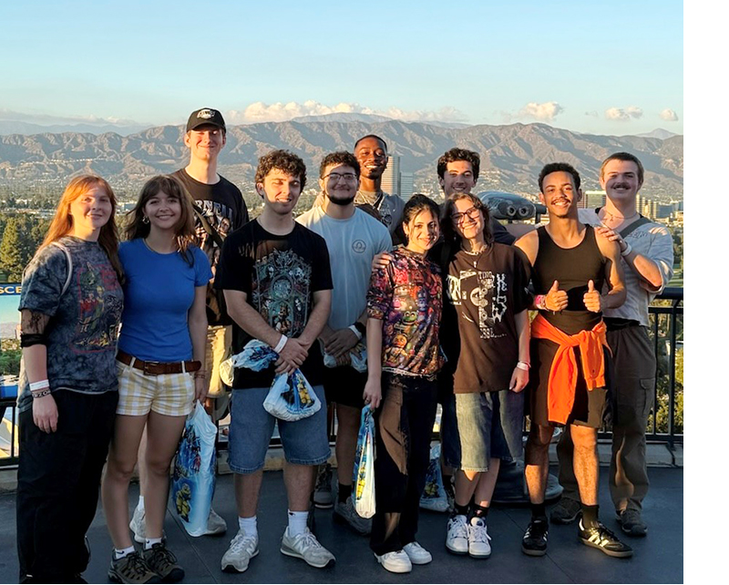 Group of students overlooking mountains in L.A.