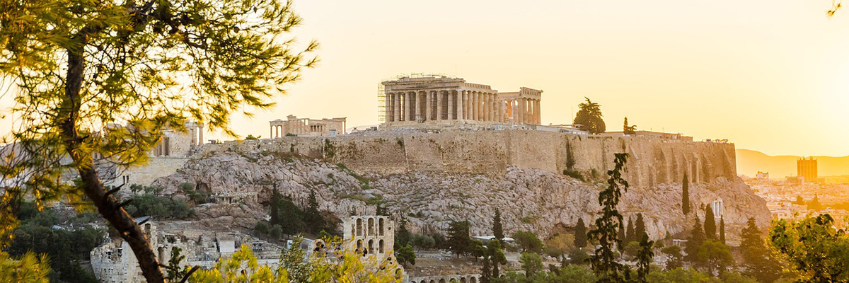 Acropolis in Greece at sunset