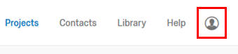 Navigation bar with account icon highlighted