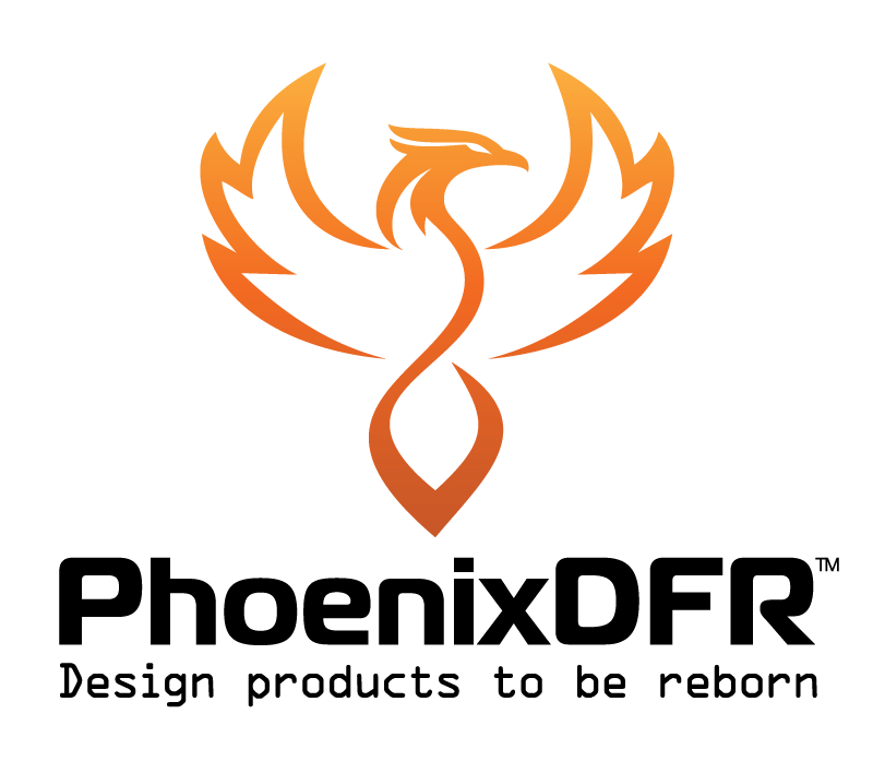 PhoenixDFR logo with tagline Design products to be reborn