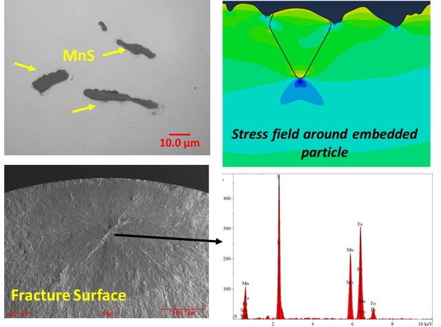 images showing stress field around embedded particle and fracture surface