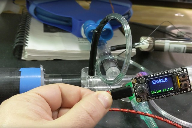 small digital device attached to ventilator.