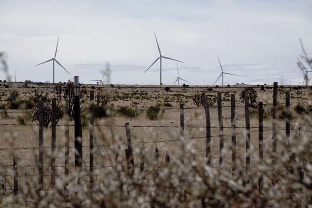 windmills in a desert location.
