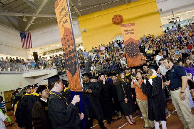 People walking at graduation