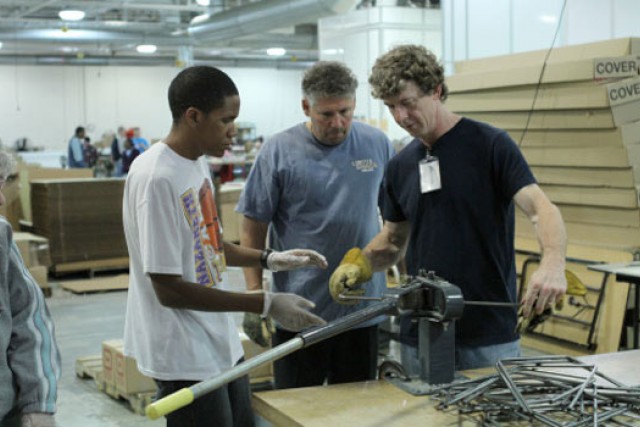 People working in woodshop