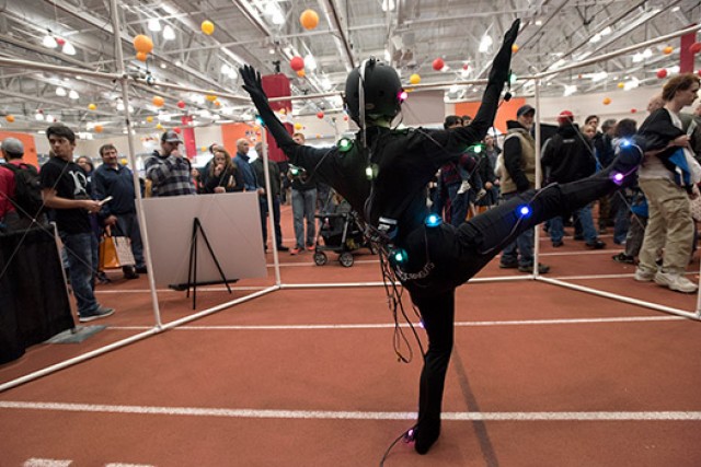 Person demonstrating augmented reality at event