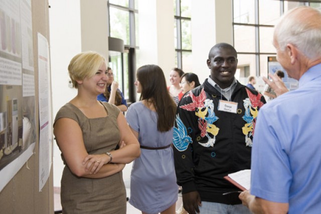 People talking at event