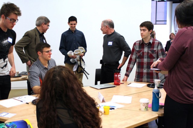 People working at table