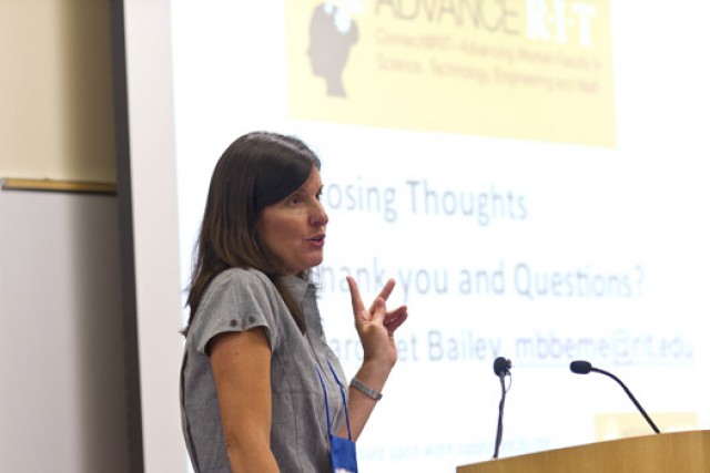 Person speaking at podium