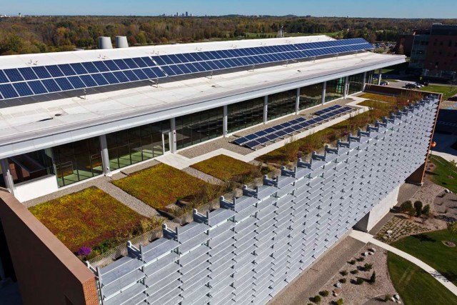 View of green roof on Sustainability Institute Hall.
