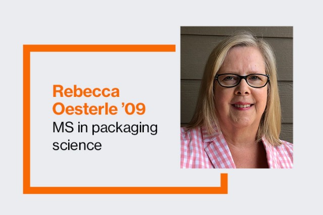 Rebecca Oesterle, a 2009 graduate in the packaging science MS program.