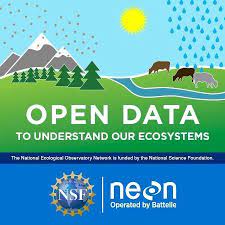 Logo of NEON open data initiative, decorative image
