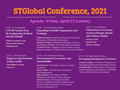 decorative screenshot of the STGLobal conference April 15 lineup
