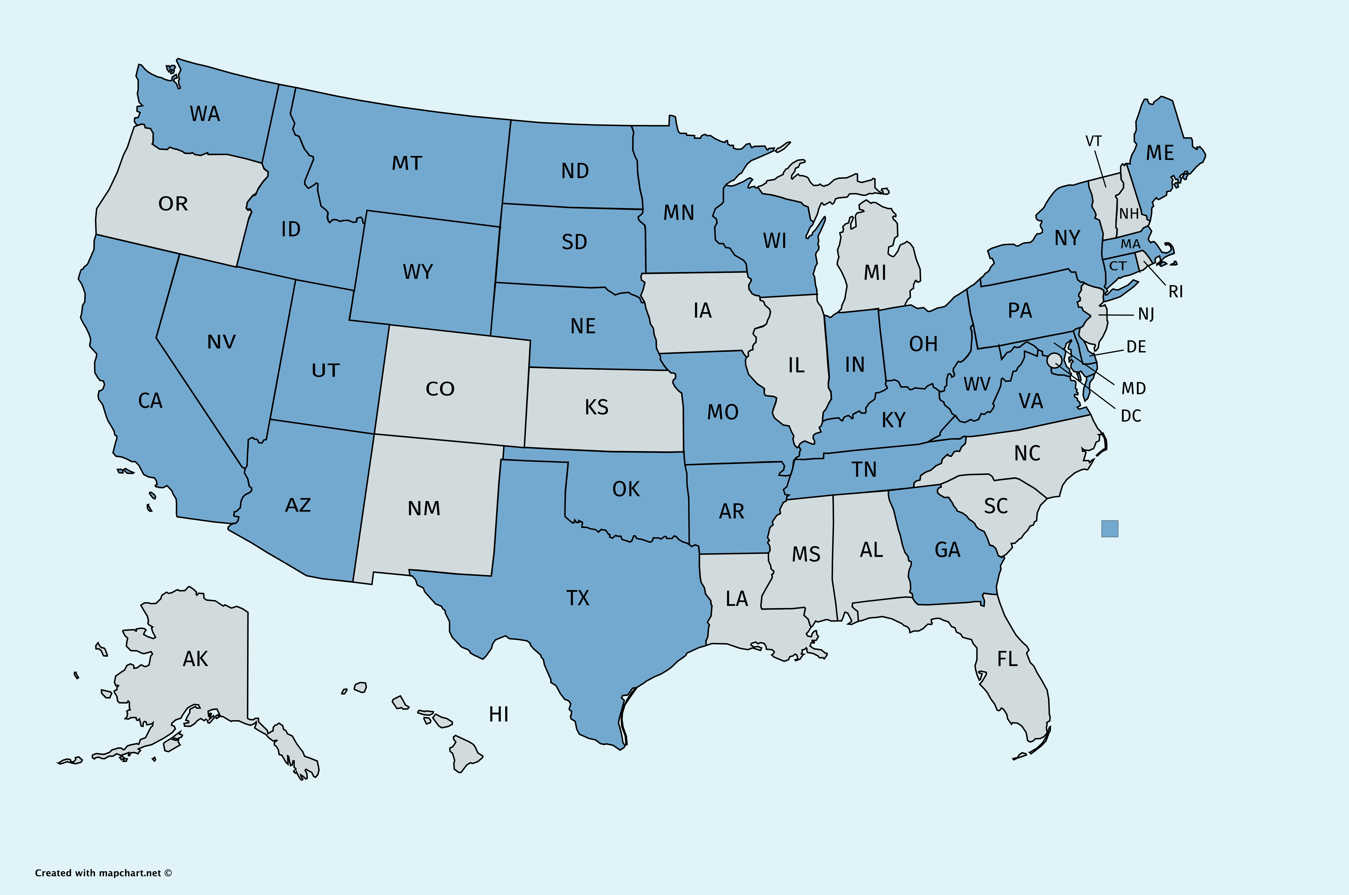 map of US states corresponding to figure 1 in the preprint