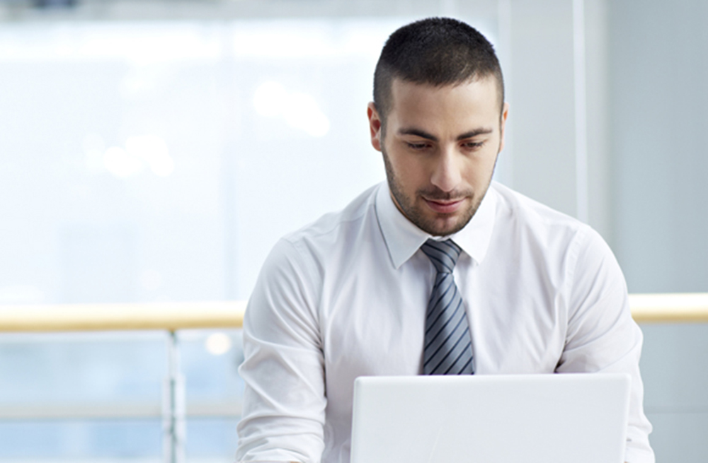 person looking at computer