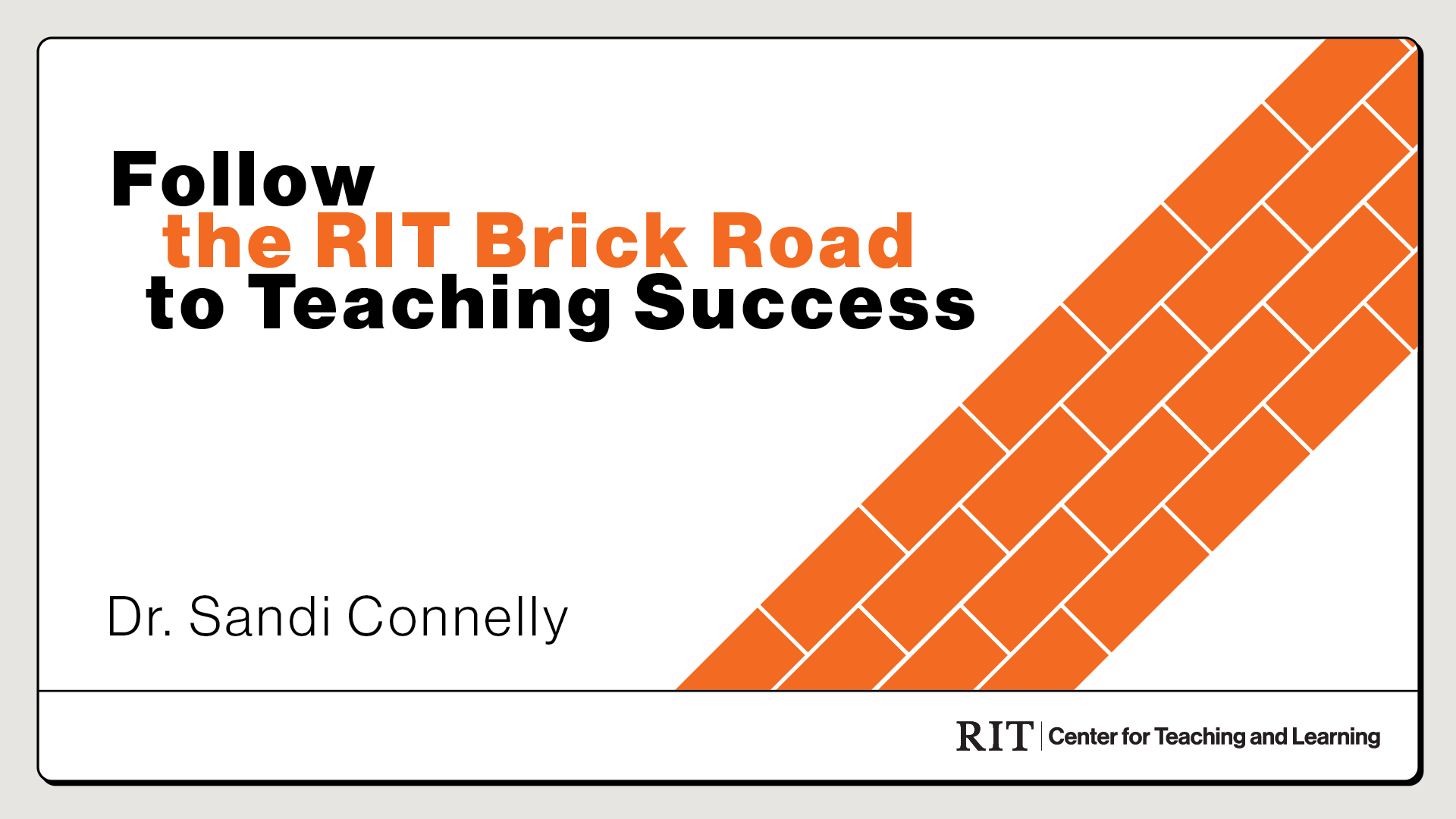 Video title placed next to a illustrated diagonal orange brick path