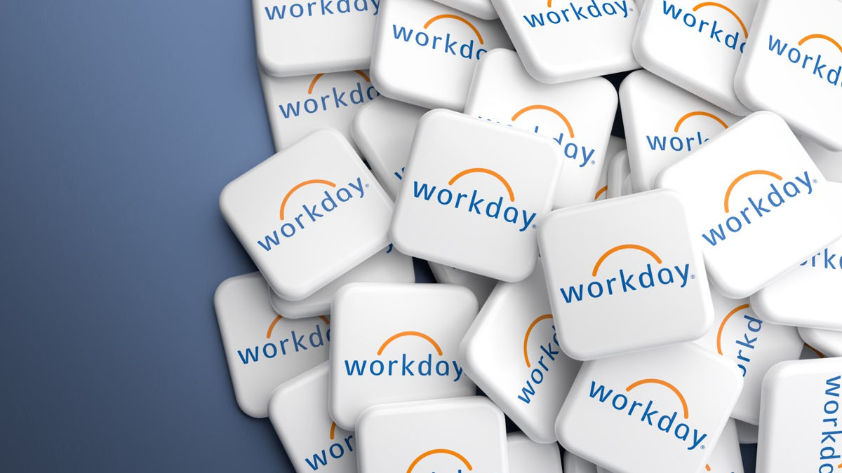 Image of white tiles featuring the Workday logo.