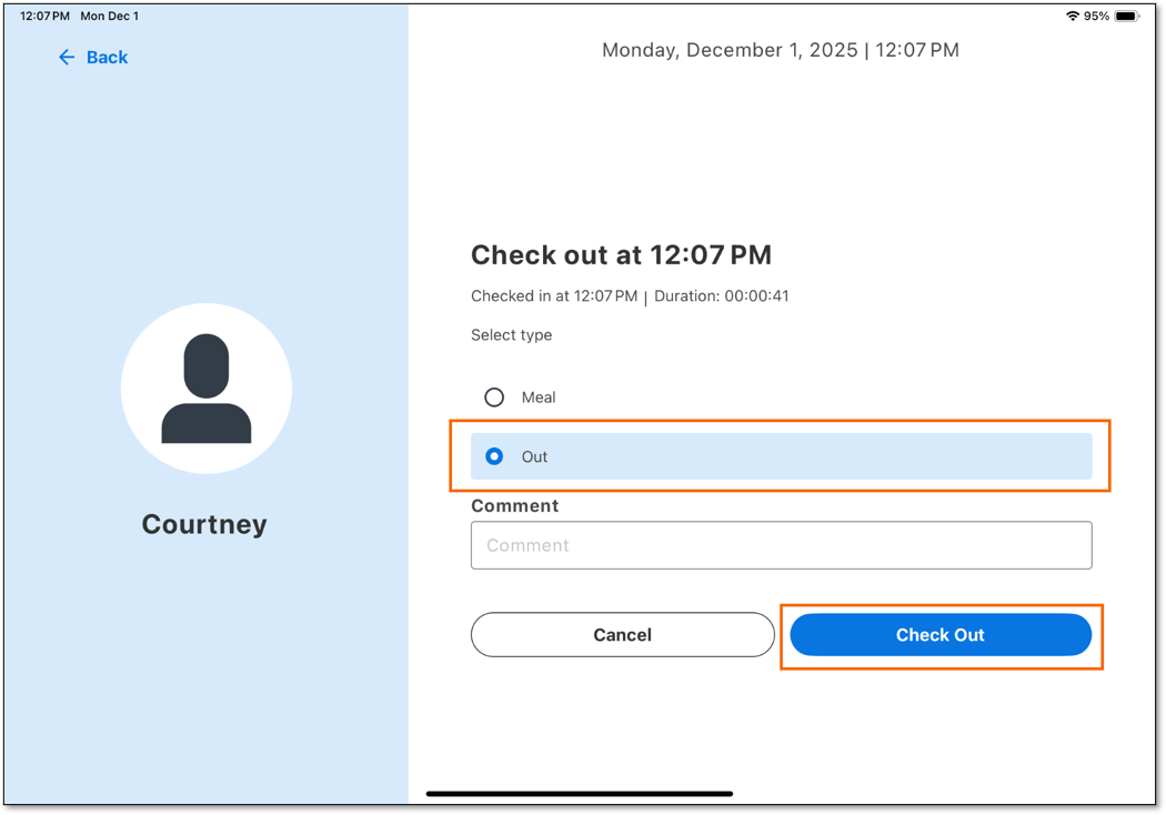workday kiosk checking out
