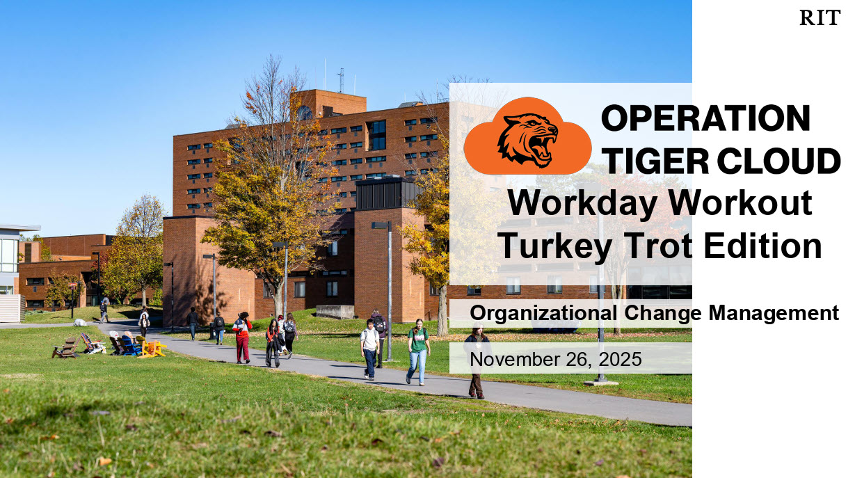 Image of RIT on title page of a PDF slide show for Nov 2025 Workday Workout.