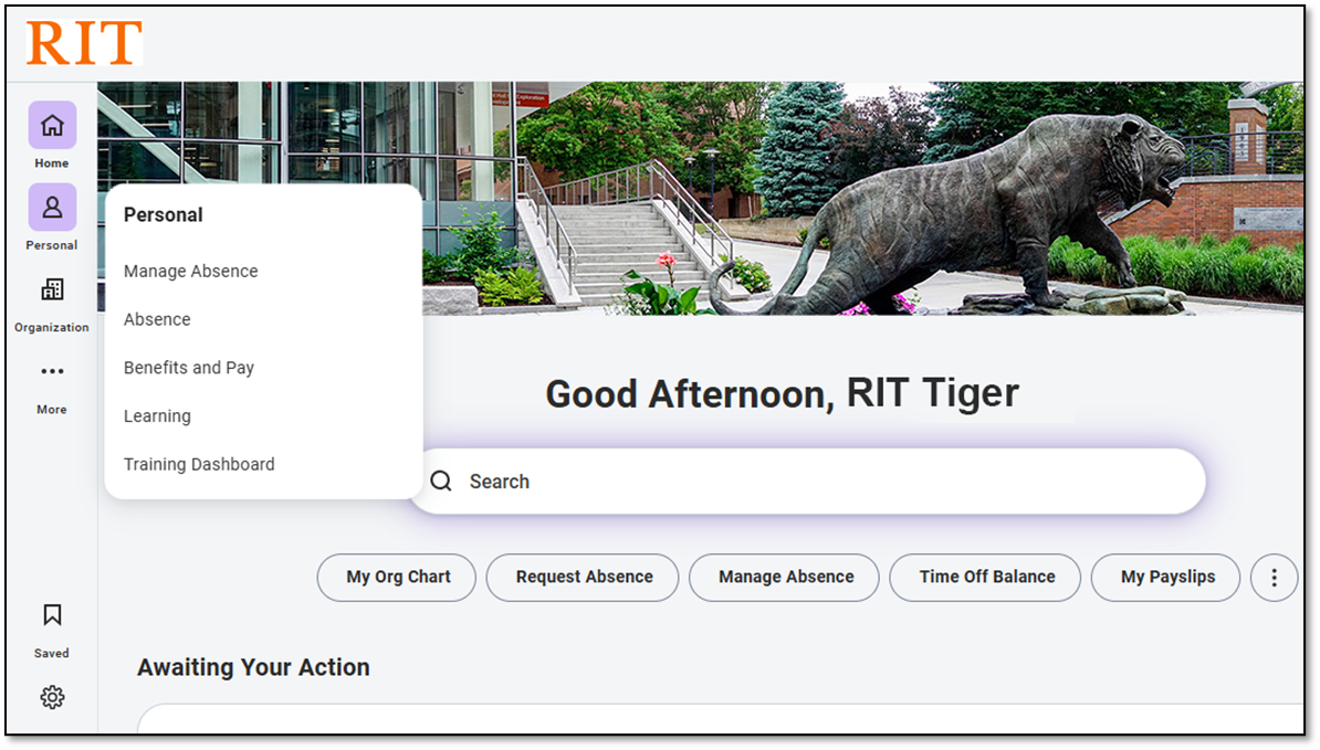 workday new menu experience with prominent search