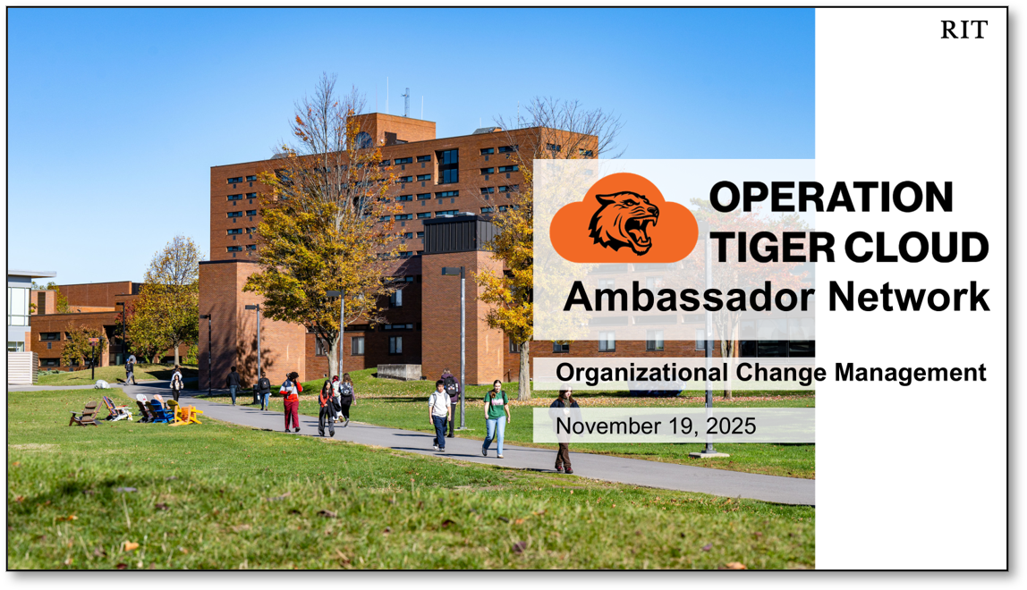 screenshot of intro slide of students walking on residential side of campus with operation tiger cloud logo