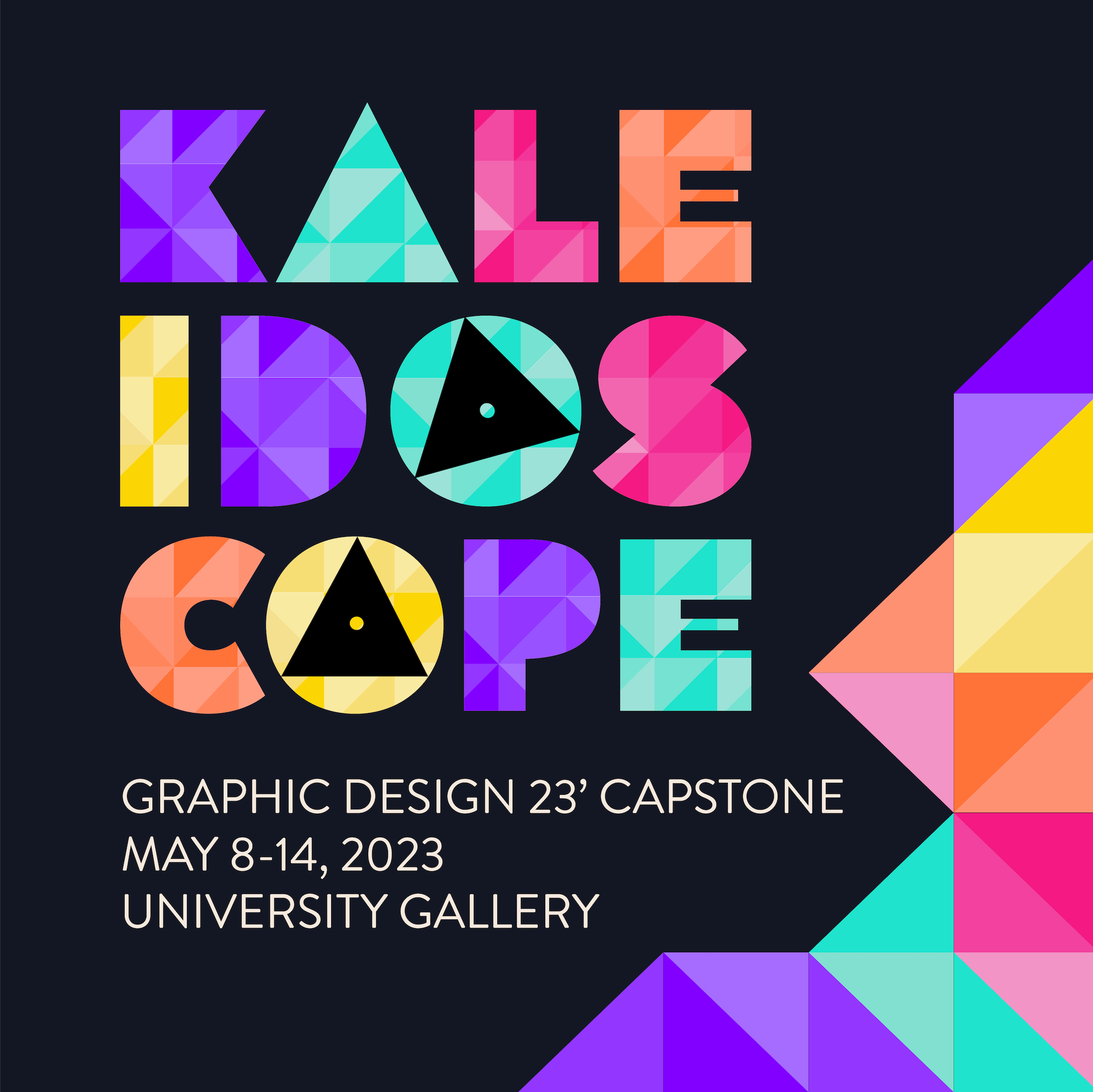 a bold and colorful graphic design logo 'Kaleidoscope'.