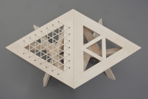 Modern stool design in steam bent plywood