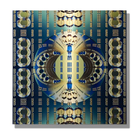 a highly detailed, pixelated image with an array of colors that resembles a view through a kaleidoscope.