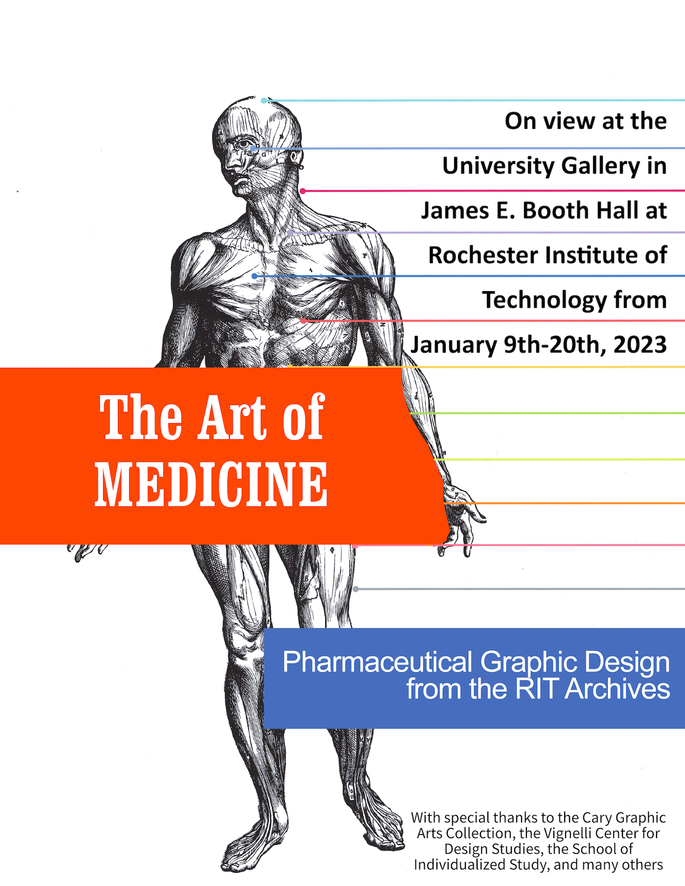 a poster design for The Art of Medicine - Pharmaceutical Graphic Design from the RIT Archives