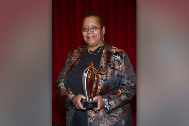 Professor posing for camera