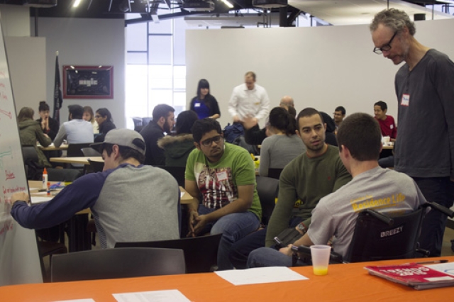 People talking in classroom