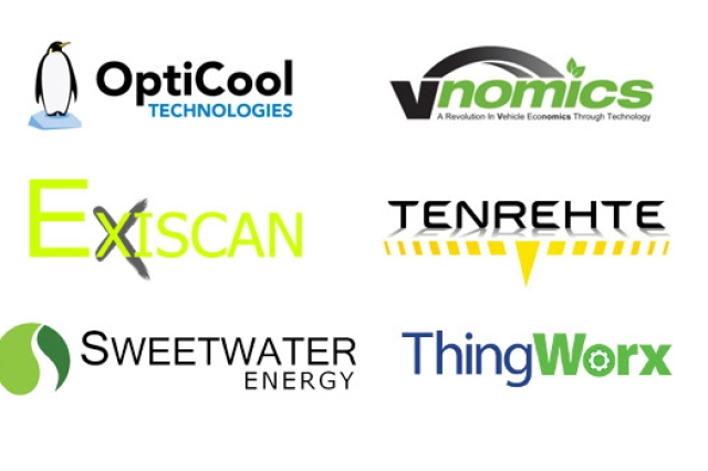 Poster displaying 6 company logos