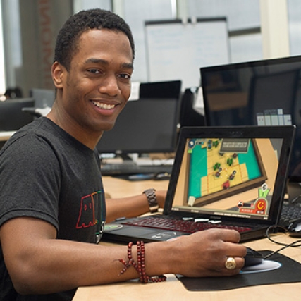 Person working at computers