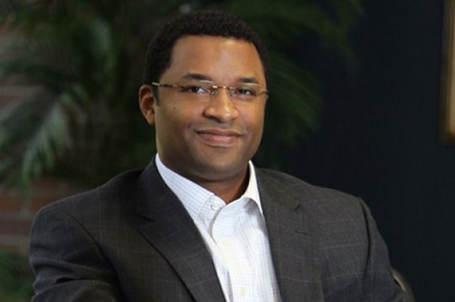 Professor posing for camera