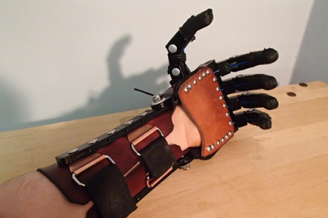 Person wearing glove