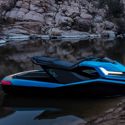 Jet ski at rest in the water.