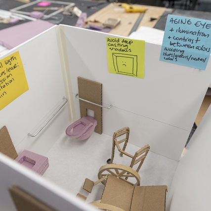 A model of an ADA-compliant bathroom.