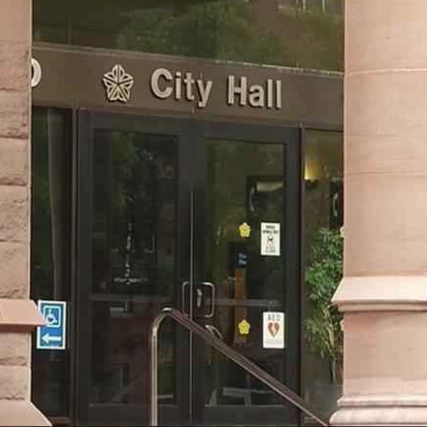 outside of Rochester City Hall.