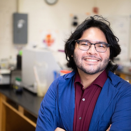 environmental portrait of student Tyler Pugeda.