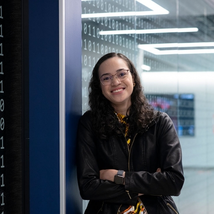 environmental portrait of student Joanna C. S. Santos.
