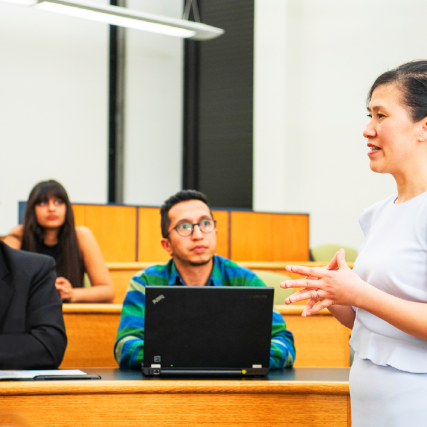 Professors and students in a classroom