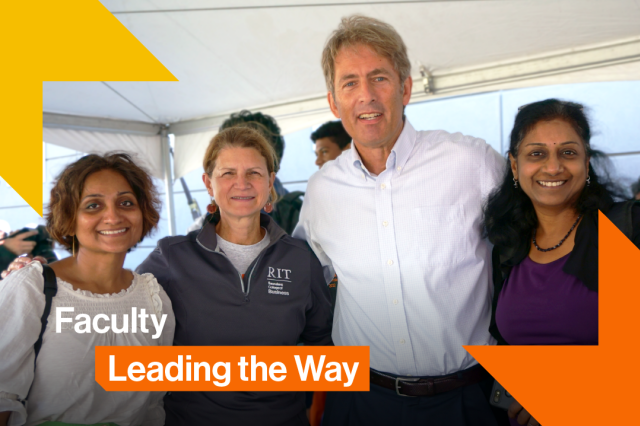 Photo of faculty with text on top that says Faculty Leading the Way