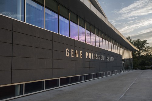 the exterior of the Gene Polisseni Center