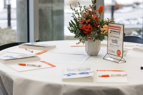 tablescape with flowers and notepads