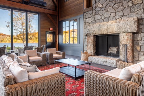 fireplace area in lodge at Tait Preserve